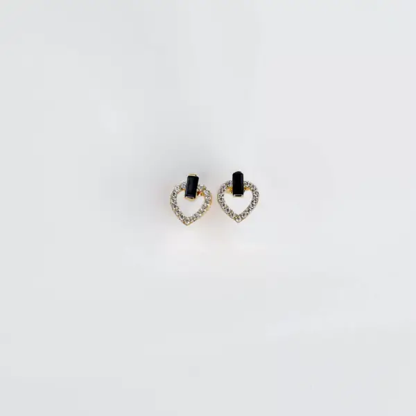 14K Gold Heart Earring with Cz Stones