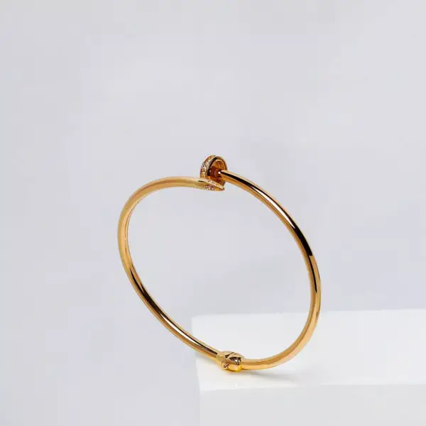 14K Yellow Gold Nail Bracelet with Cz Stones