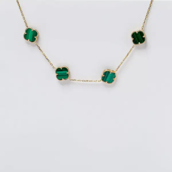 14K Gold Green Clover Choker