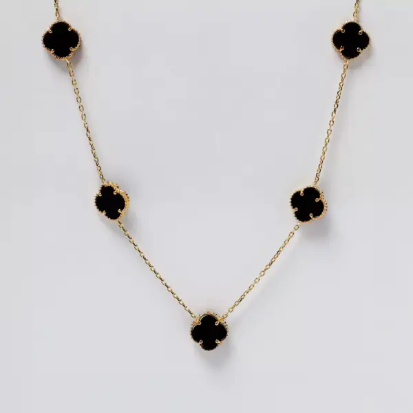 14K Gold Black Clover Choker