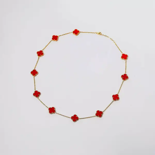 14K Gold Red Clover Choker