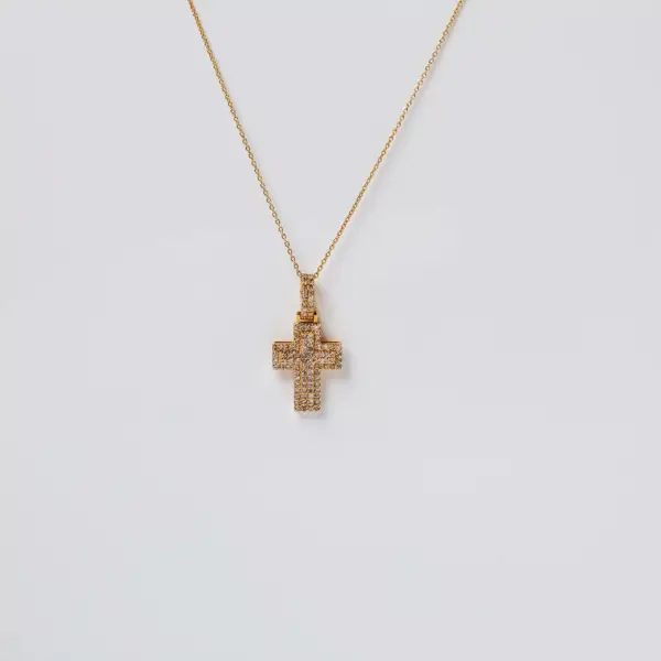 14K Yellow Gold Set Chain and Cross with Diamonds