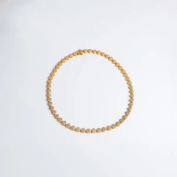 14k Yellow Gold Heart Tennis CZ Choker